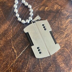 Silver and Black Pendant Necklace stainless steel dog tag